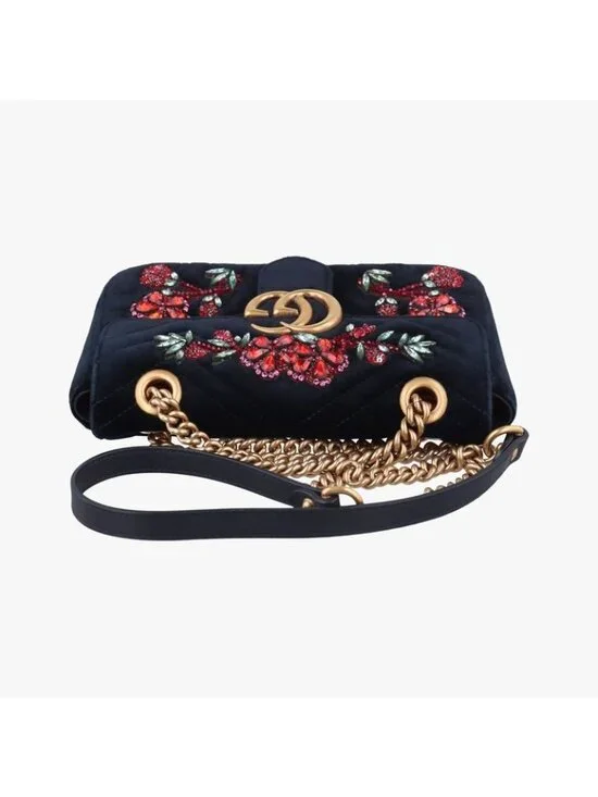 Gucci GG Marmont Black Multicolor Velour Messenger Bag - Picture 8 of 16